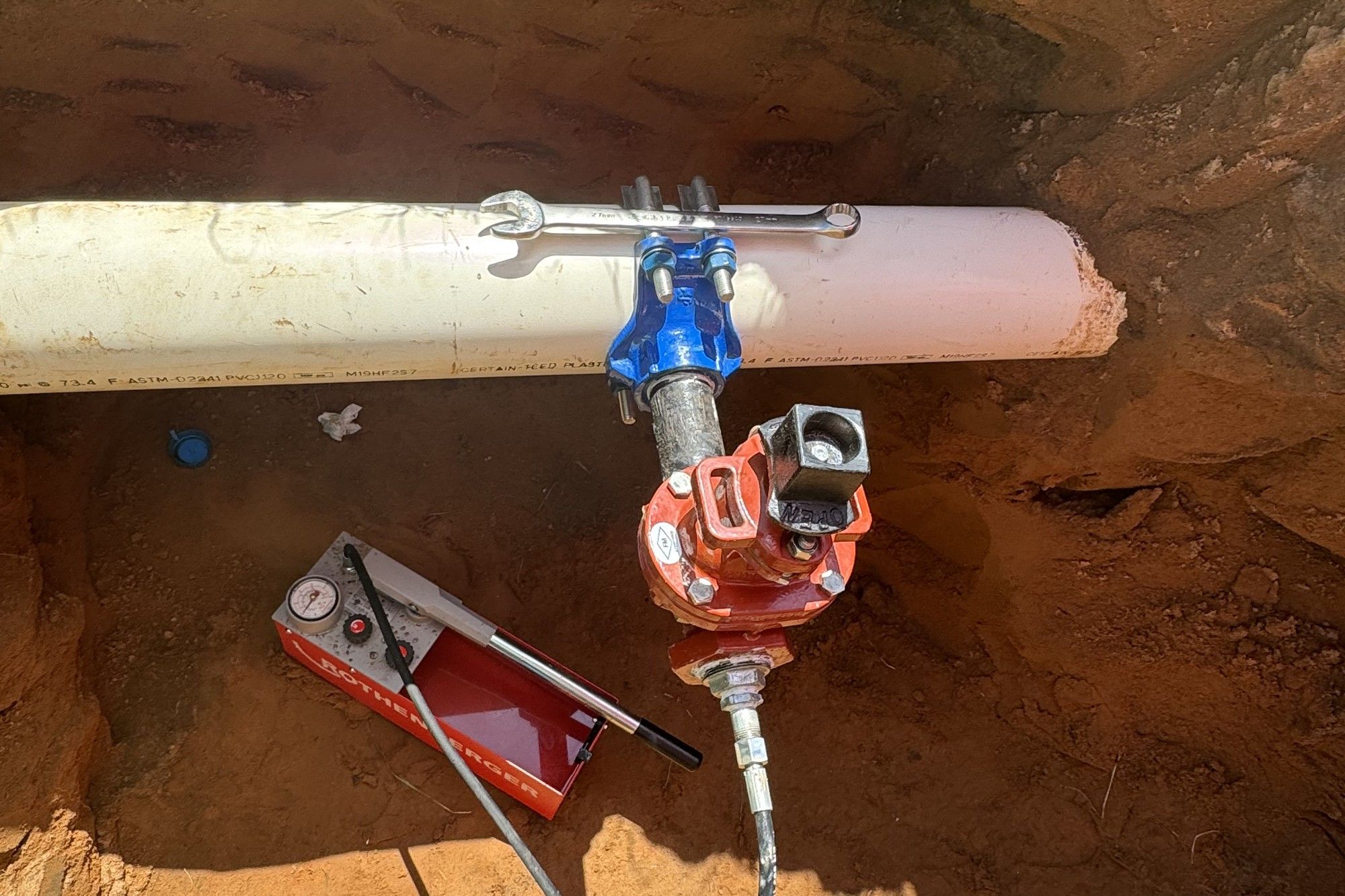 Hot tap made on a live main